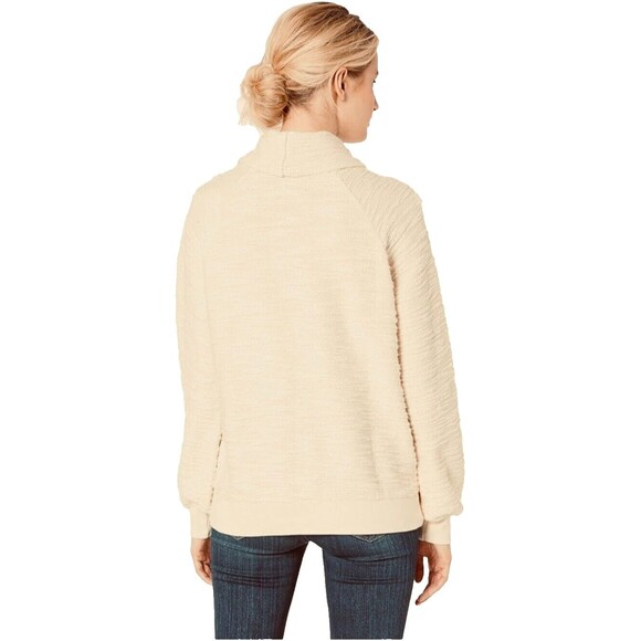 Lucky brand cowl neck sweater ivory Sz. XL  black geometric thread design NEW - Picture 3 of 8